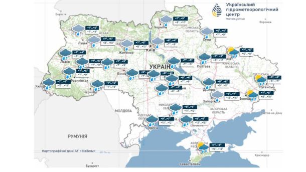 Київ та область: яку погоду чекати 2 грудня мапа України з погодою