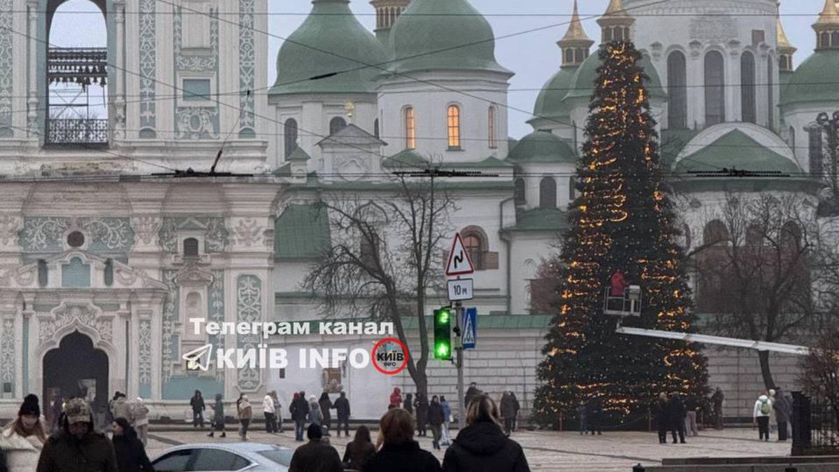 На Софійській площі прикрашають головну ялинку країни: як вона виглядає Новорічна ялинка в Києві на Софійській площі - її наряджають