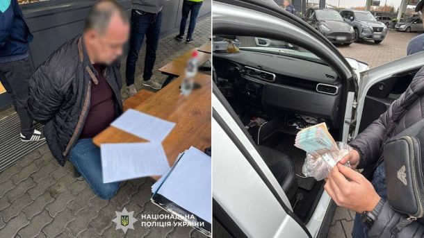 Київрада спростила відновлення документів після атак Росії Зліва: чоловік із розмитим обличчям на колінах біля столу; Справа: руки тримають пачки грошей у салоні автомобіля