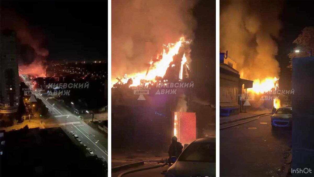 Нічна пожежа на Харківському шосе: горів автосервіс Вогнеборці гасять пожежу