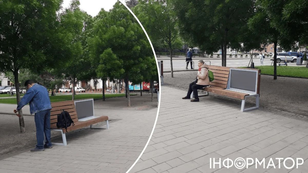 На Контрактовій площі встановили лавки з екранами, але реклами й досі немає На Контрактовій площі встановили лавки з екранами, але реклами й досі немає