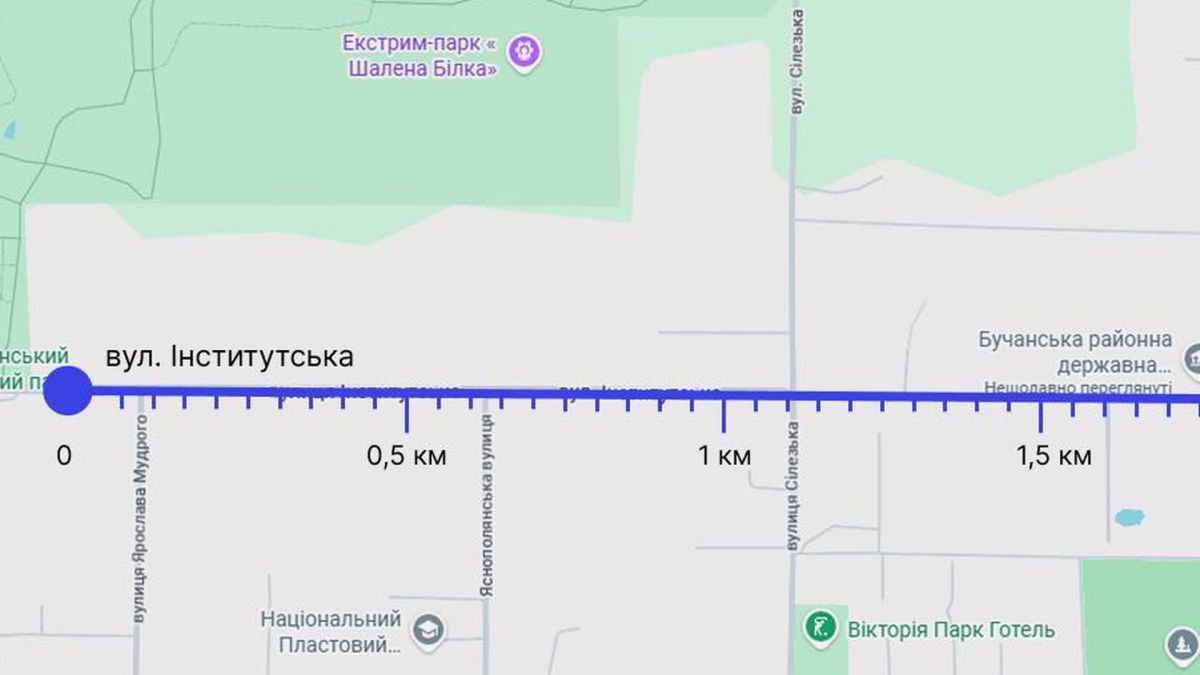 Буча: Інститутську перекриють на 4 години Схема перекриття доріг