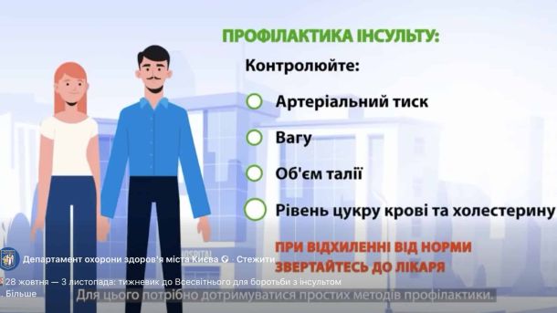 «Молодість» у центрі скандалу: фільм росіянина, який воює за Україну, розколов аудиторію Жінка і чоловік стоять поряд із надписами про профілактику інсульту і про те, що треба перевіряти, щоб не допустити інсульту