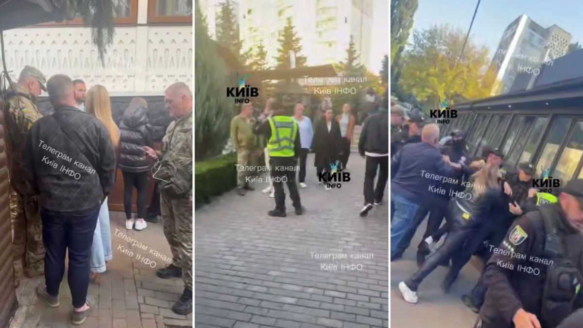 У Києві рейд ТЦК у ресторан грузинської кухні переріс у бійку з відвідувачами Колаж із трьох фото, на яких зафіксовані сцени конфлікту в Києві