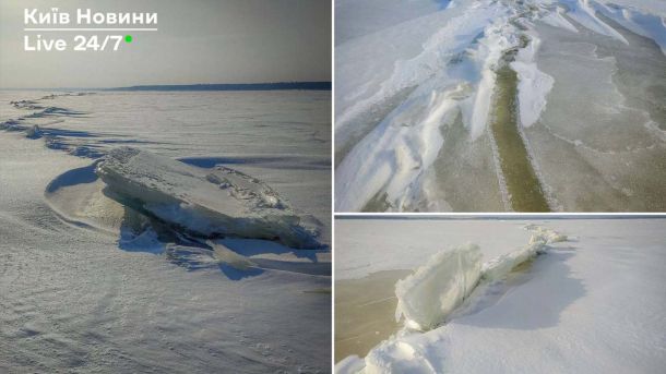 Двоє мандрівників подолали 27 км по замерзлому Київському водосховищу Крига на Київському водосховищі