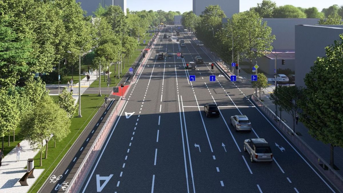 803 млн на асфальт, а не на тепло: що не так з ремонтом Лобановського Візуалізація оновленого проспекту Валерія Лобановського у Солом'янському районі Києва після капремонту: нове асфальтове покриття, велодоріжка, пішохідна зона і бар'єрне огородження