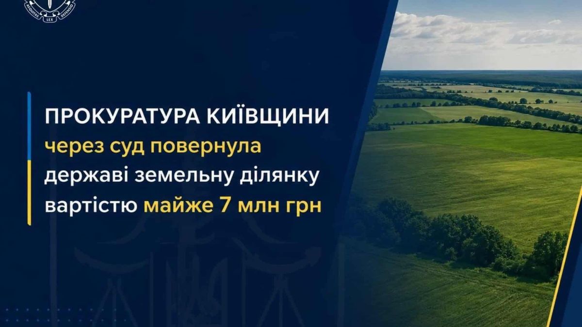 Лісова ділянка вартістю 7 млн грн у Бориспільському районі повернута державі Прокуратура Київщини повернула державі земельну ділянку 0,6 га у Бориспільському районі вартістю майже 7 млн грн