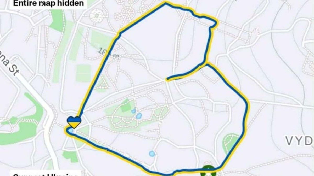 Київський бігун створив GPS-малюнок у формі серця, щоб зібрати кошти для дитячої лікарні Карта GPS-маршруту, який утворює контур у формі серця