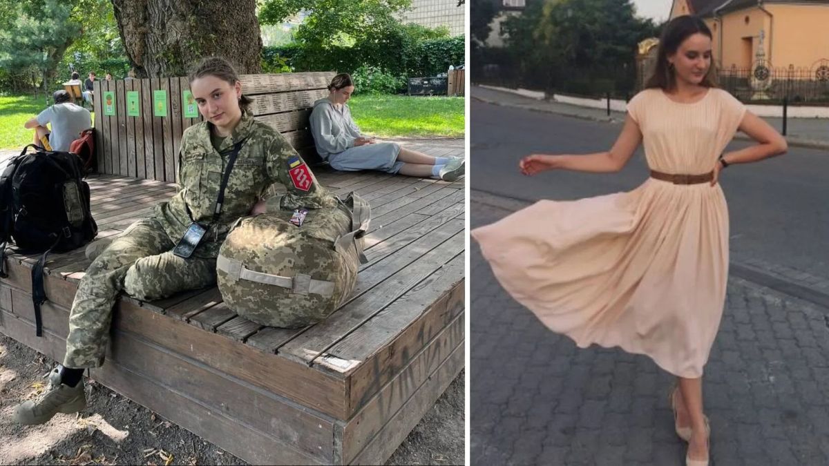 Зірка TikTok із «Парової машини» на фронті: рятує бійців Фотоколаж: Ярина Квасній у військовій формі, а поряд вона ж у рожевій сукні