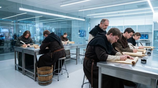Наука про поцілунки: як обмін мікробами допомагає закохатися Зображення студентів і викладача часів Середньовіччя