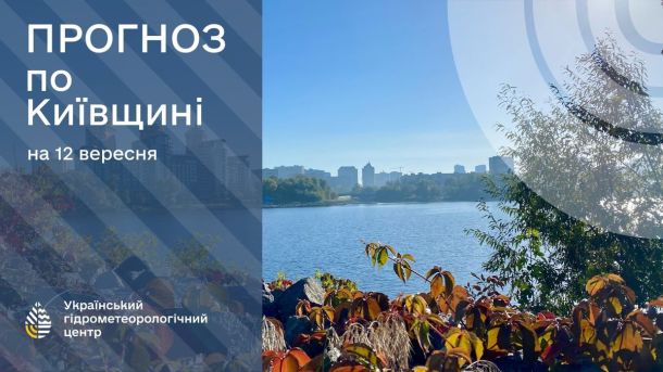 Прогноз погоди на 14 вересня для Києва та області Інфографіка з прогнозом погоди для Київщини на 12 вересня від Українського гідрометеорологічного центру