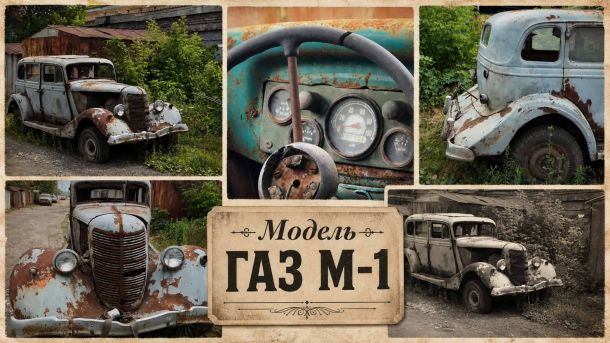 У Києві знищено меморіальний мурал із цитатою Катерини Гандзюк Іржавий автомобіль ГАЗ-М1 «чорний воронок» 1930-х років на спущених шинах серед кущів — ШІ-ілюстрація