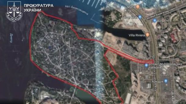 Жив із кулею в серці три роки в полоні: в Києві прооперували захисника «Азовсталі» Супутниковий знімок з нанесеними червоними межами території на березі Дніпра