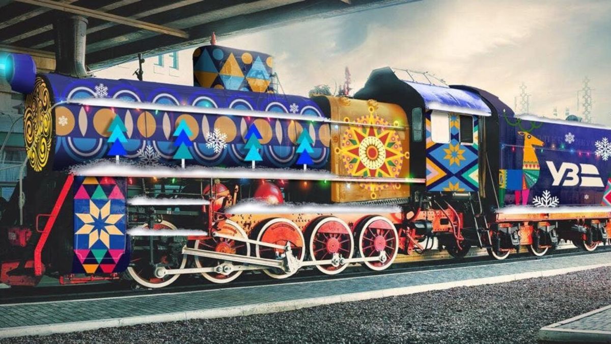 Київська дитяча залізниця працює до лютого: розклад і ціни на святкові потяги Різдвяно прикрашений потяг у кольорах Укрзалізниці