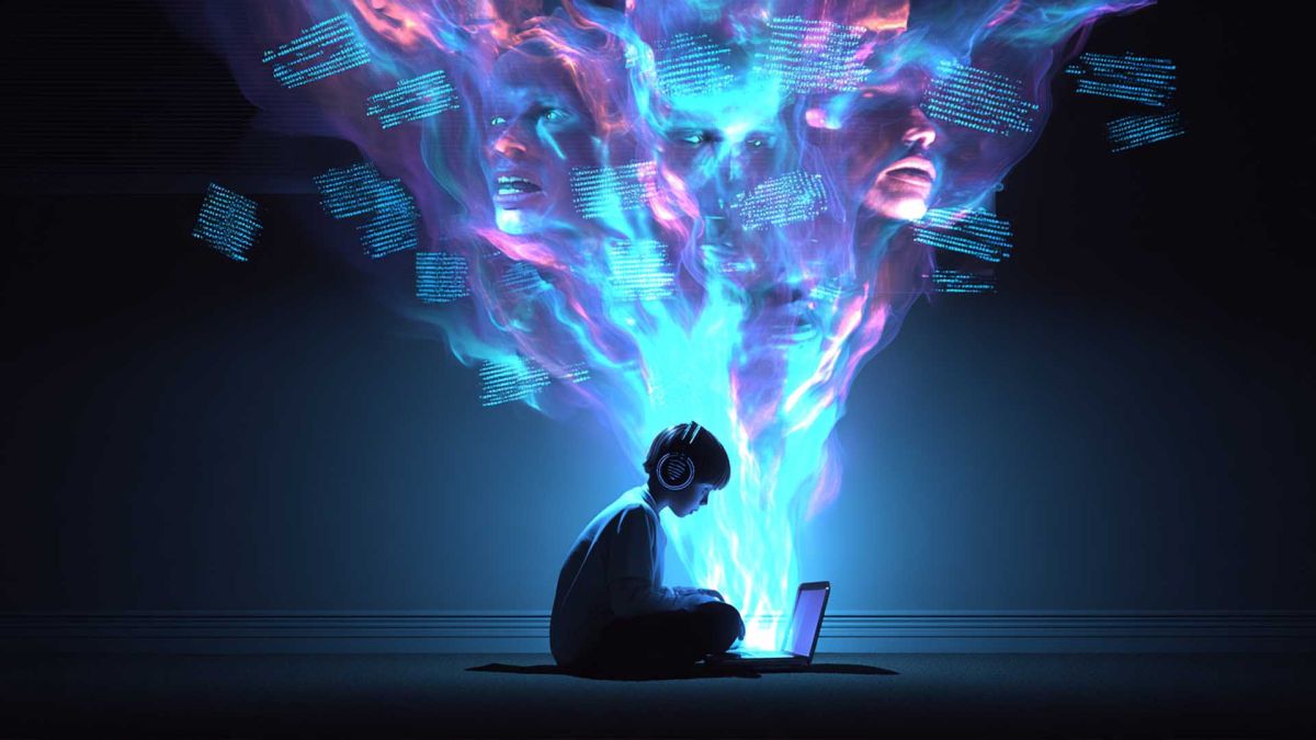 Як штучний інтелект змінює інформаційну екосистему: дослідження Стігліца про парадокси цифрової ери Графічне зображення дитини за ноутбуком і штучного інтелекту