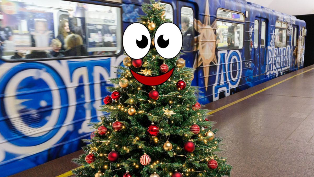 Ялинкові правила у метро Києва: які можна везти безплатно, а за які доведеться платити Ялинка біля потяга метро