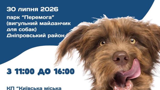 Центр ментального здоров'я відкрили у Броварській лікарні Захід з адопції собак «Разом додому» у парку «Перемога» Дніпровського району Києва 30 липня 2026 року