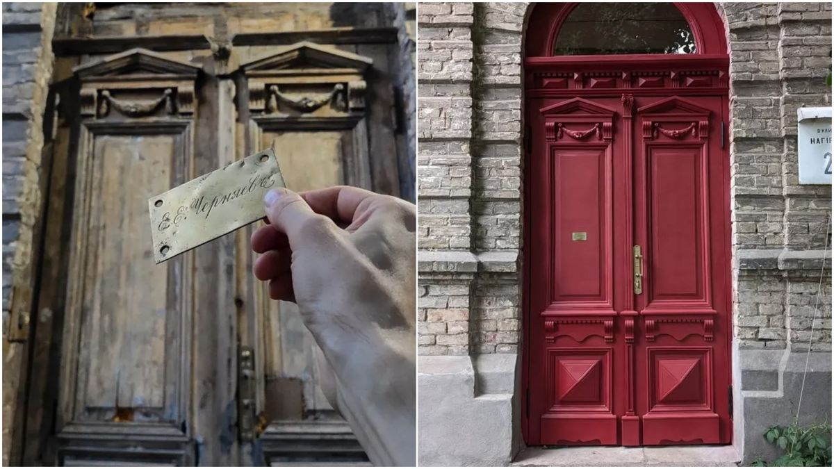 У Києві активісти відновили автентичні двері садиби на Лук’янівці, зруйновані після вибуху У Києві активісти відновили автентичні двері садиби на Лук’янівці, зруйновані після вибуху