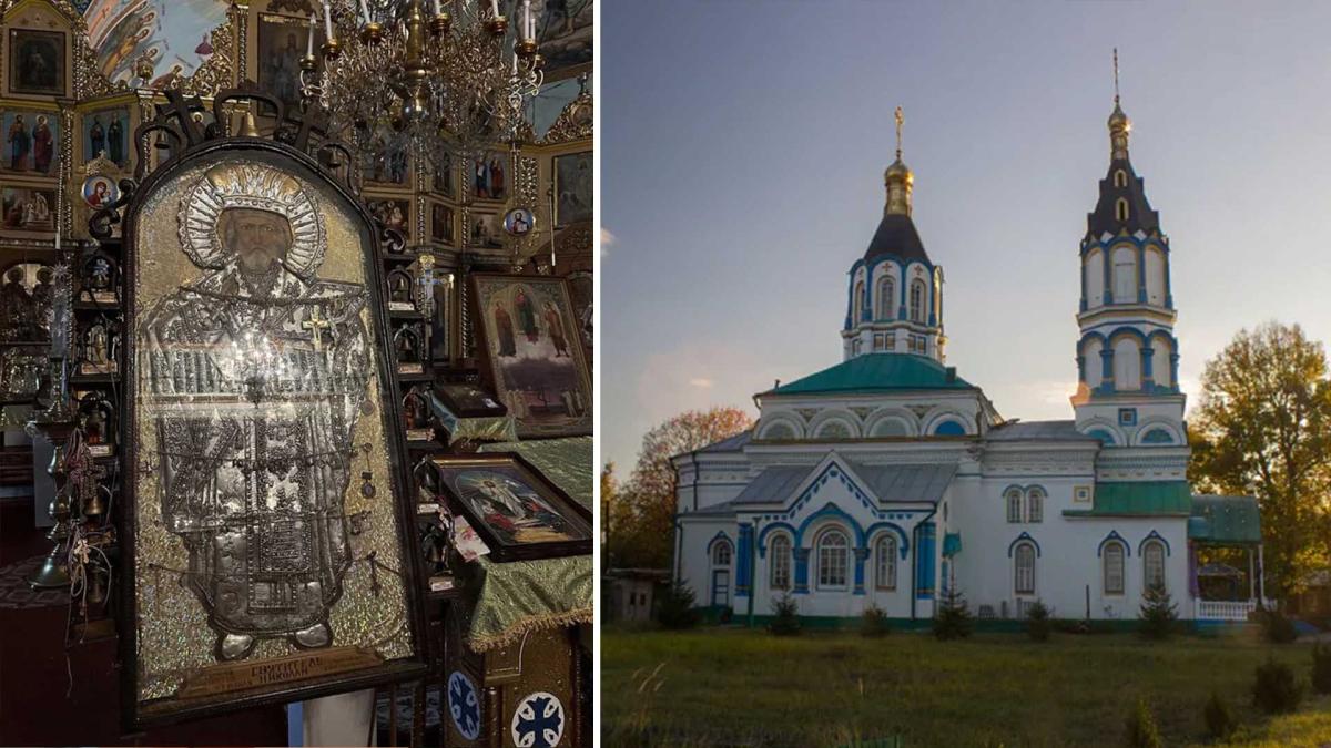 Чорнобиль: ікона XVIII століття у Свято-Іллінській церкві пережила катастрофу на ЧАЕС Колаж: Свято-Іллінська церква у Чорнобилі і ікона Миколая Чудотворця