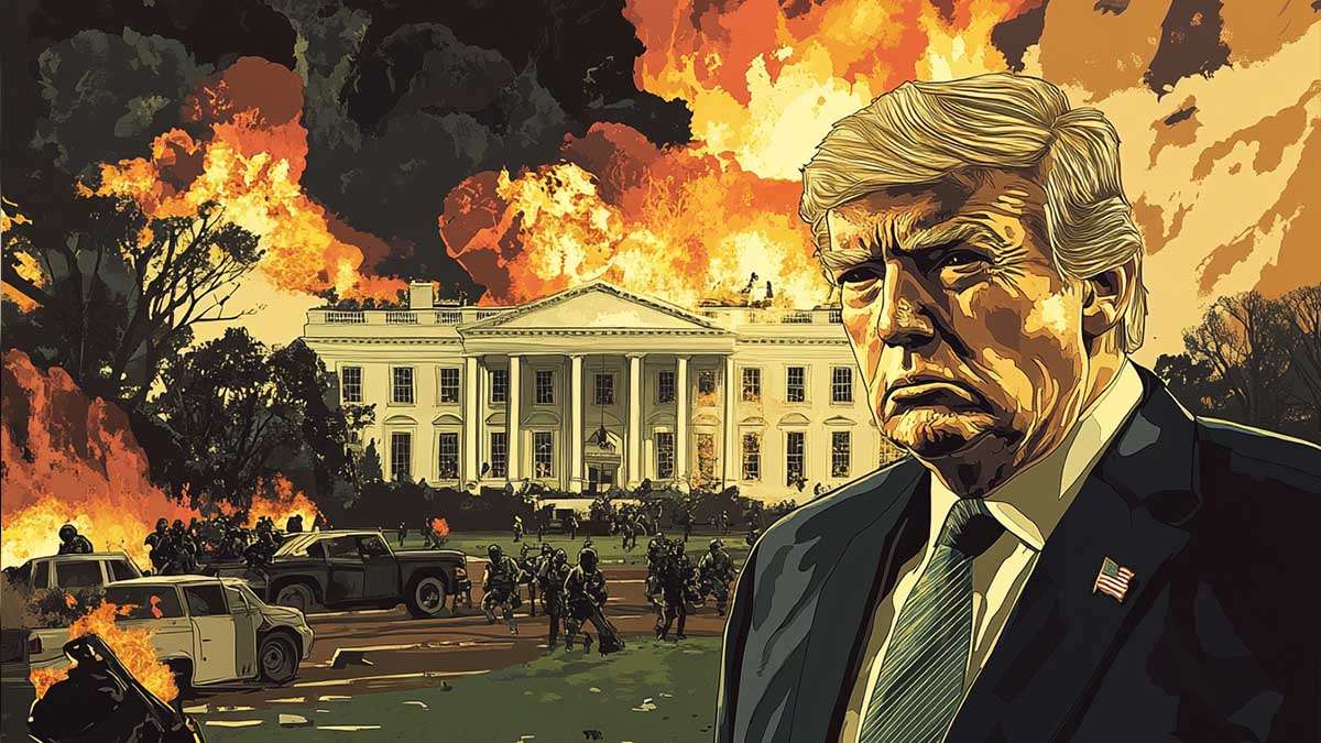 Трамп а фоні палючого Білого дому