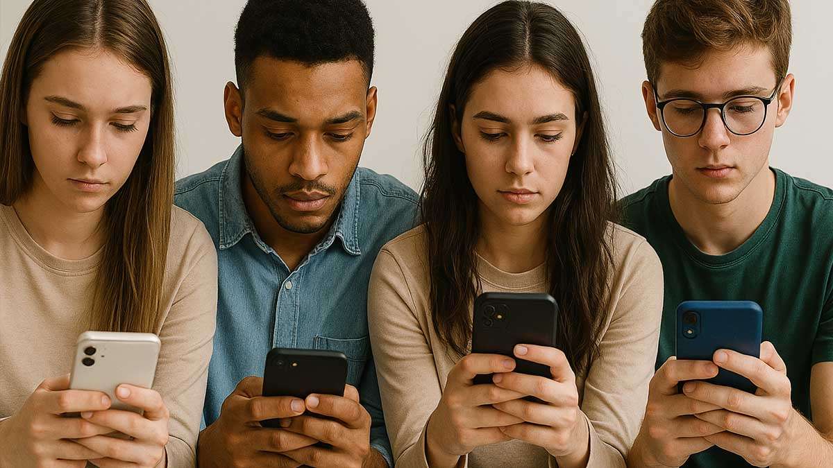 Як мобільні пристрої формують взаємодію покоління Z з брендами a group of people looking at their phones