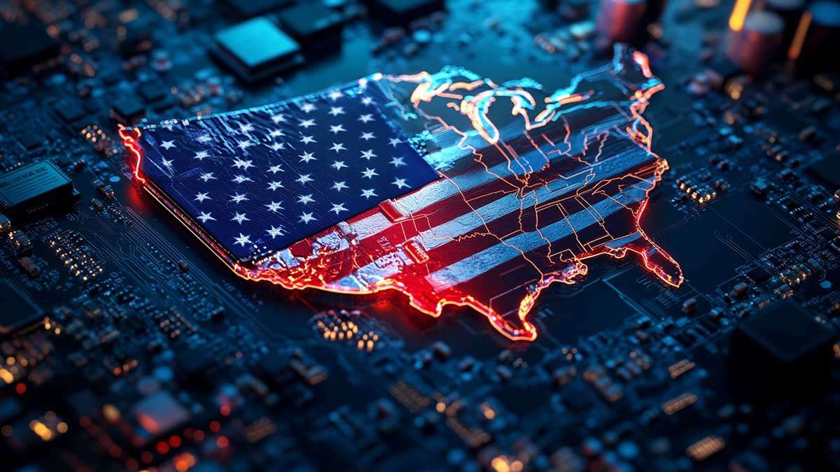 карта США у вигляді мікросхеми на платі