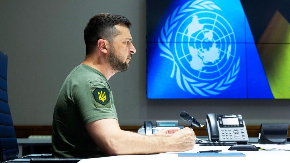 Володимир Зеленський під час виступу на засіданні Ради безпеки ООН через відеозв’язок