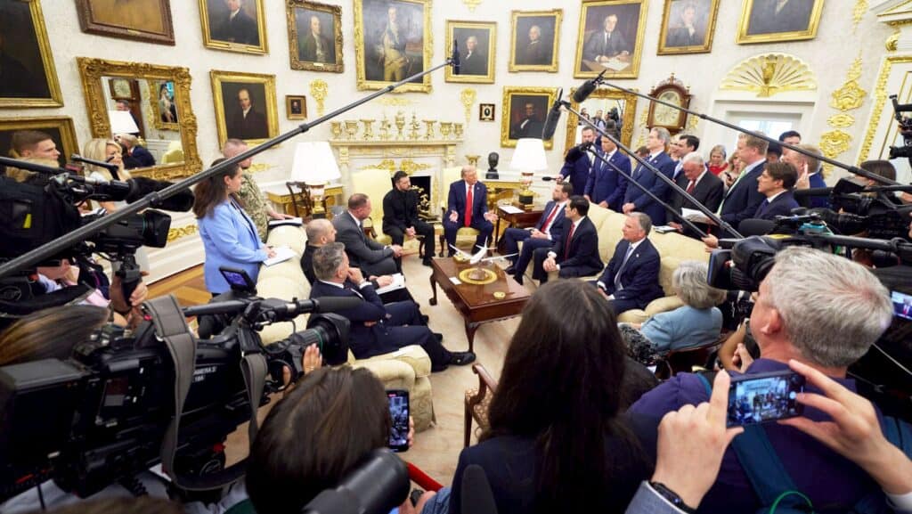 Президент України Володимир Зеленський і президент США Дональд Трамп. Вашингтон, 18 серпня 2025 року