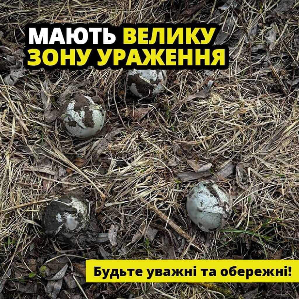 ДСНС попереджає про кулькові авіабомби ШОАБ-0,5: схожі на м'ячики для дітей