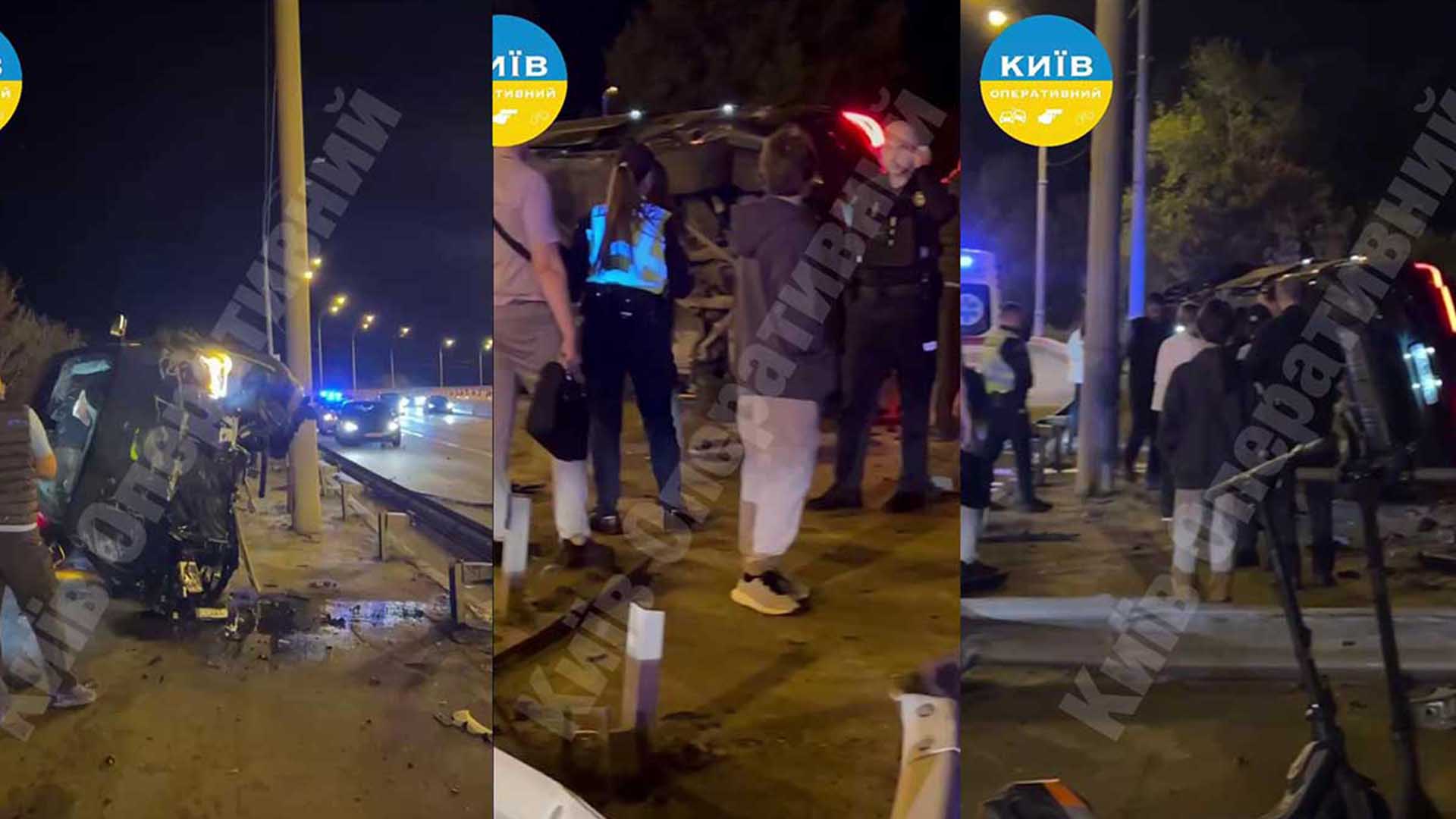 Перекинутий автомобіль на місці ДТП