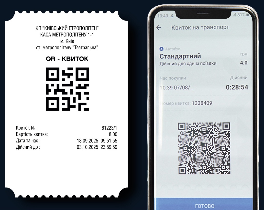 Паперовий та електронний квитки з QR-кодами для проїзду в громадському транспорті