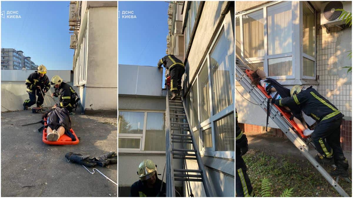 Евакуація дівчини, яка впала з четвертого поверху