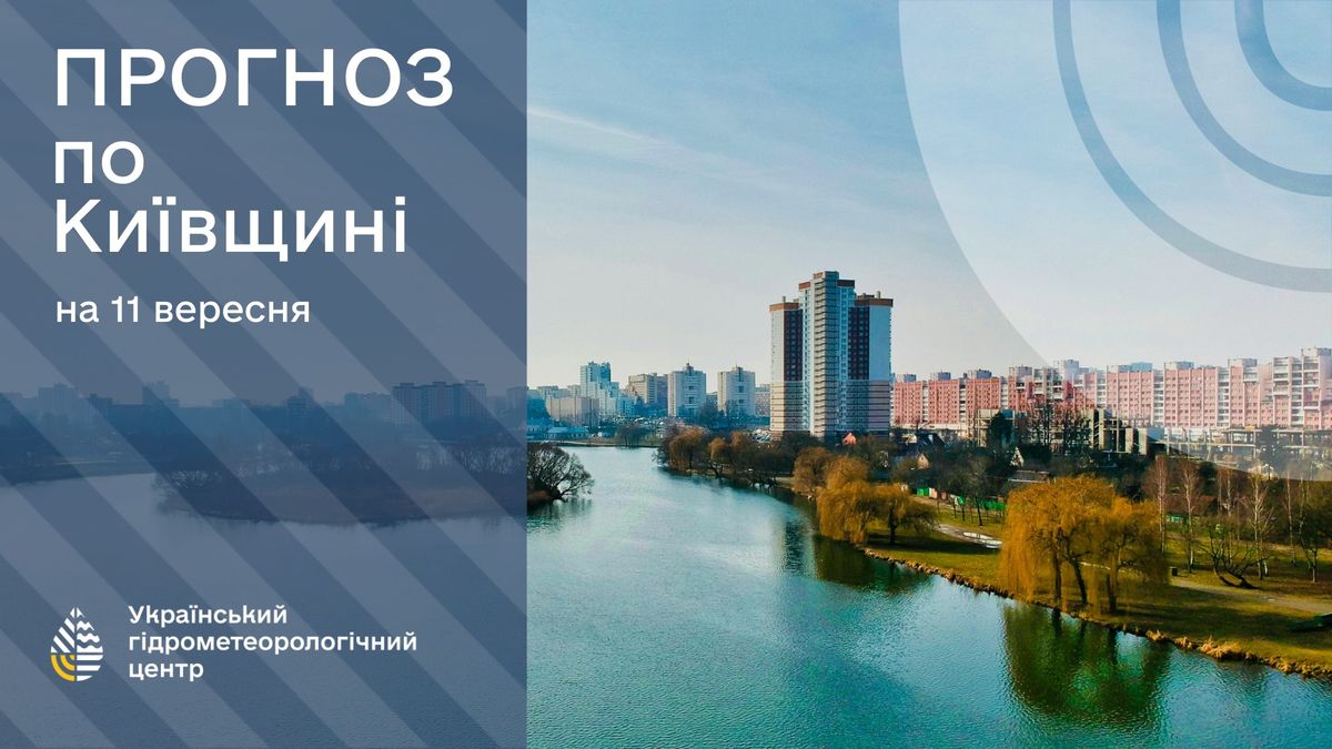 Інфографіка з прогнозом погоди для Київщини на 11 вересня від Українського гідрометеорологічного центру