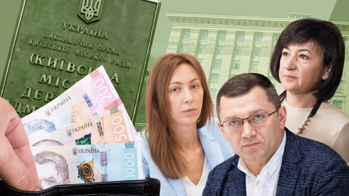 Бюджет України та фінансові питання в центрі уваги, зображення представників державних інституцій та українських грошей.