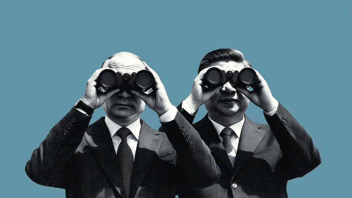 путін і сі дивляться в бінокль