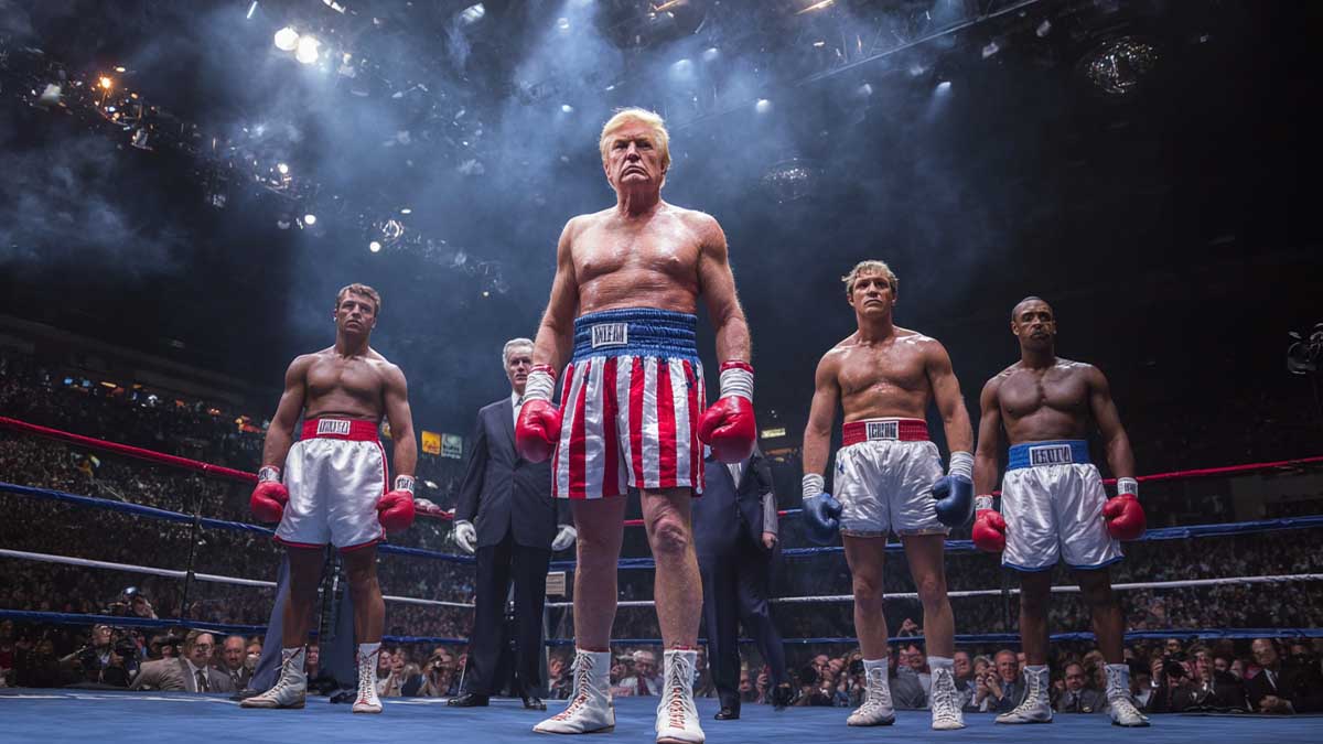 Зображення президента США Дональда Трампа на боксерському рингу