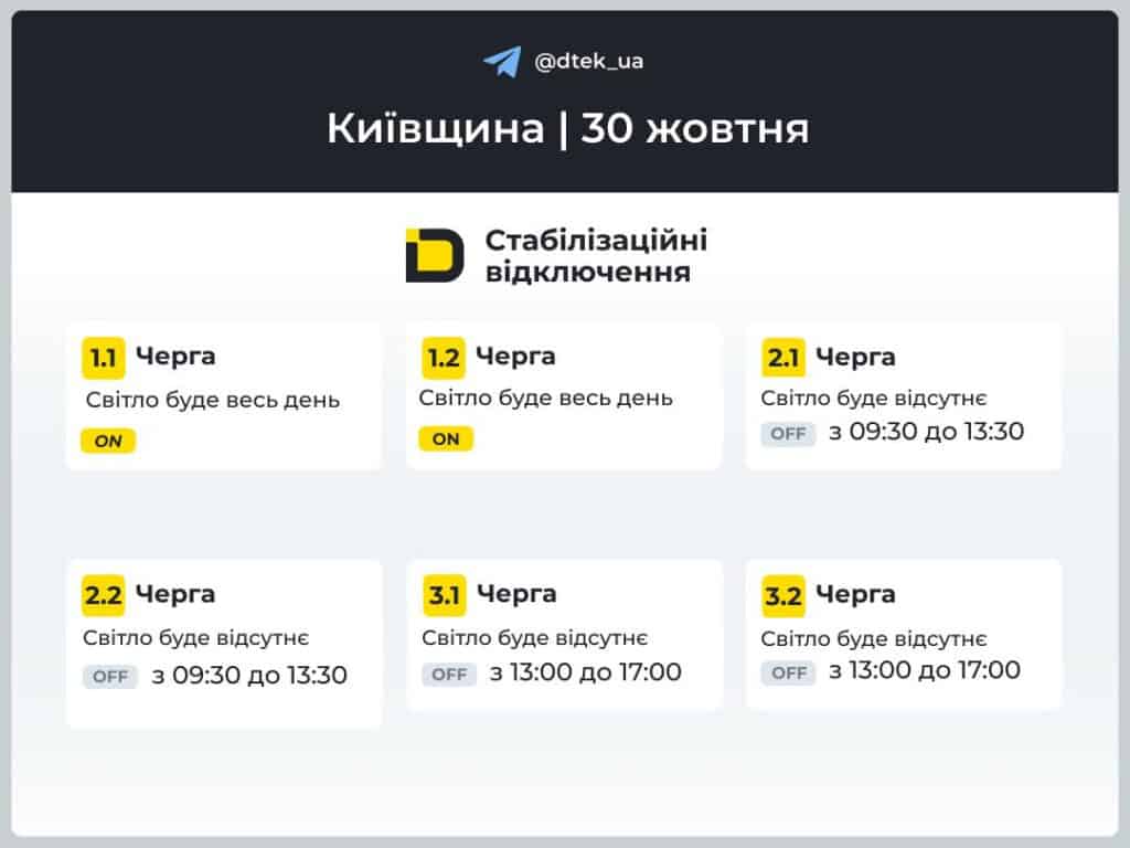 Графіки відключення світла в Києві