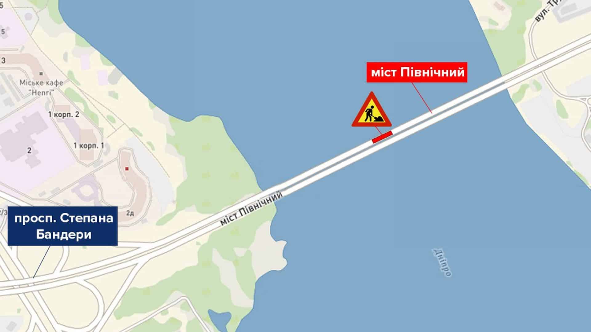 Карта Києва, де буде ремонт мосту