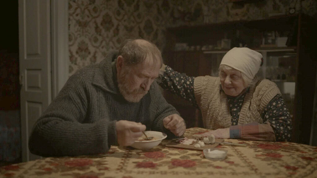 «Сірі бджоли»: актор із Донбасу розповів про свою роль у фільмі про прифронтове село Літня пара за столом під час обіду у домашній обстановці