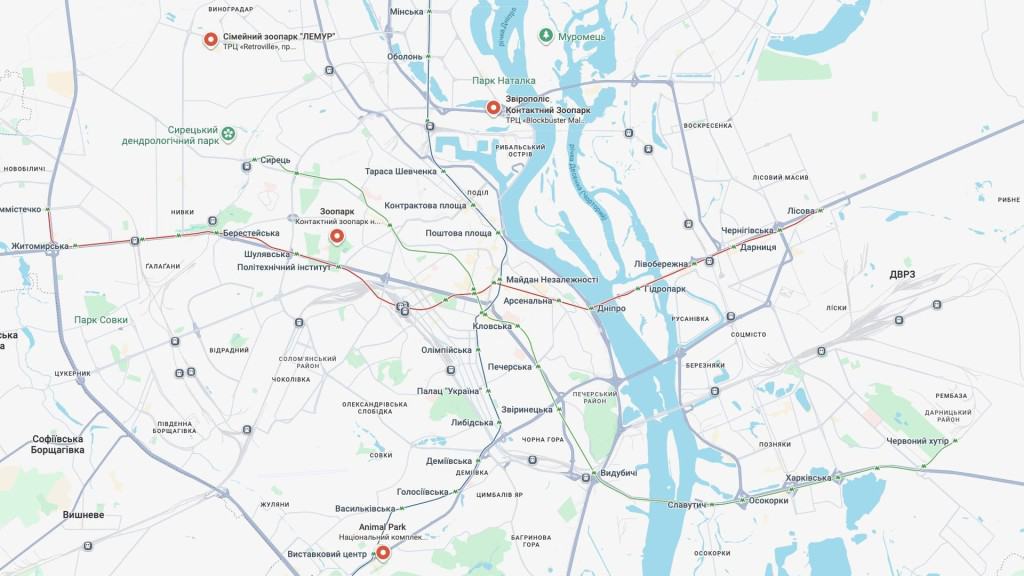 Контактні зоопарки Києва: шість локацій для сімейного відпочинку (адреси, карта, фото) Карта контактних зоопарків у Києві