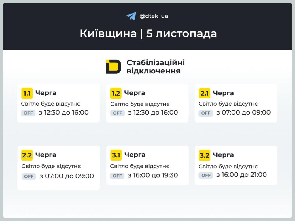 Графік відключення світла