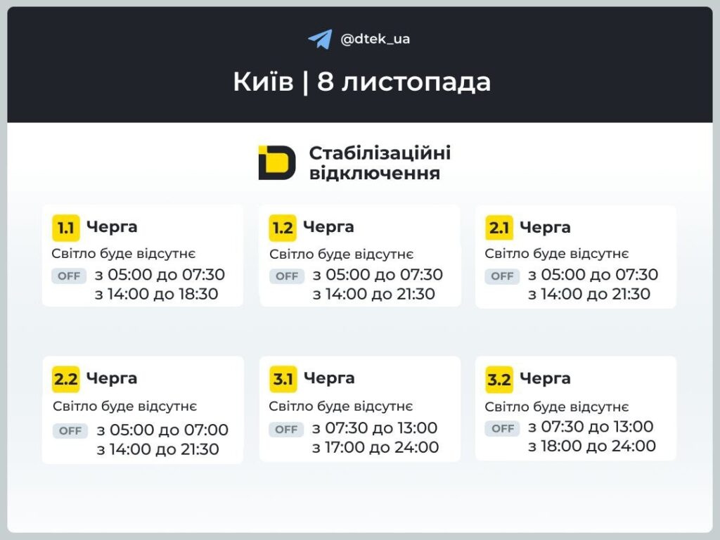 Графік відключення світла