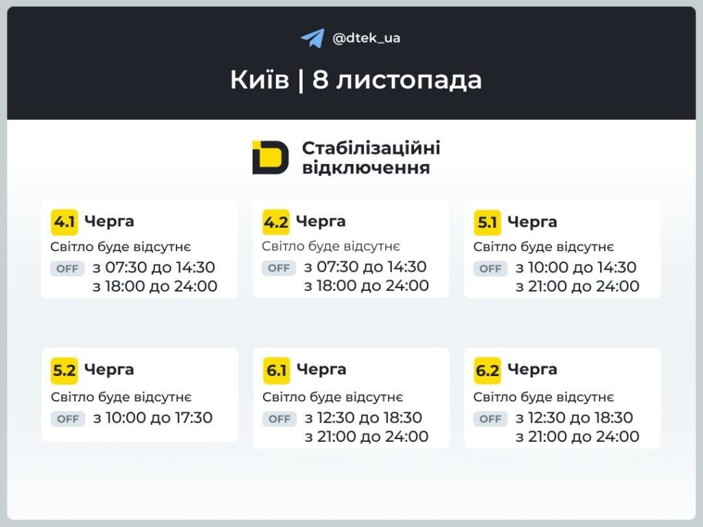 Графік відключення світла
