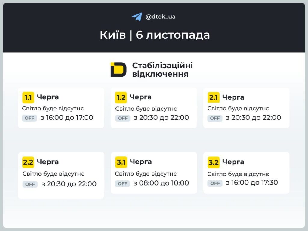 Графік відключення світла