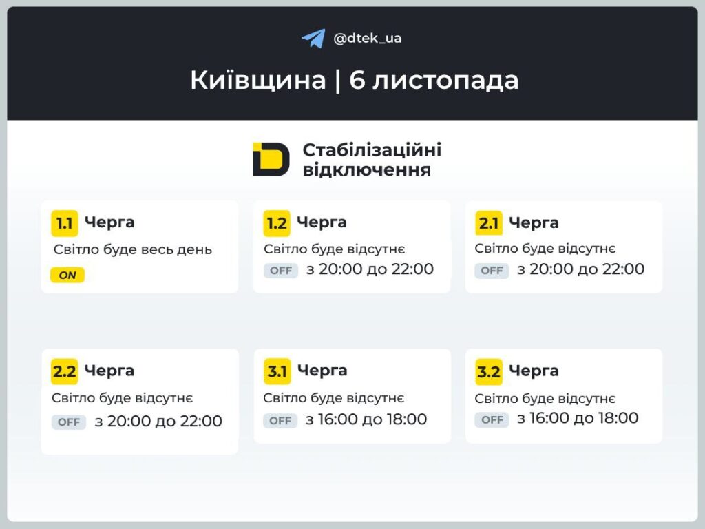 Графік відключення світла