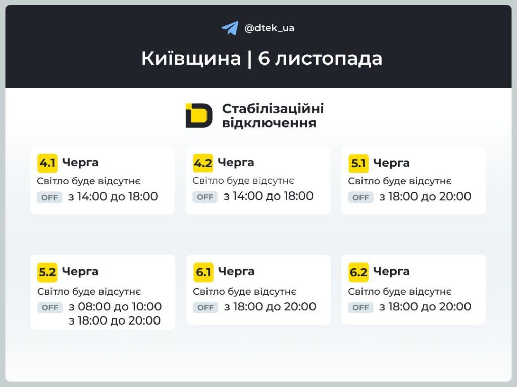 Графік відключення світла