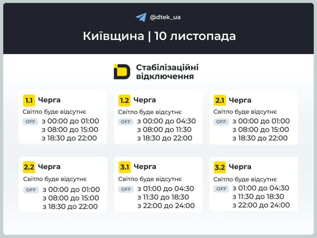 Київ без світла до 14 годин: графіки відключень від ДТЕК Київ без світла до 14 годин: графіки відключень від ДТЕК