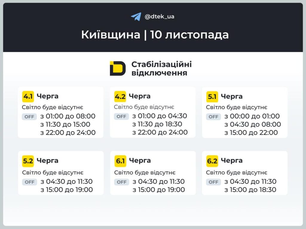 Київ без світла до 14 годин: графіки відключень від ДТЕК Київ без світла до 14 годин: графіки відключень від ДТЕК