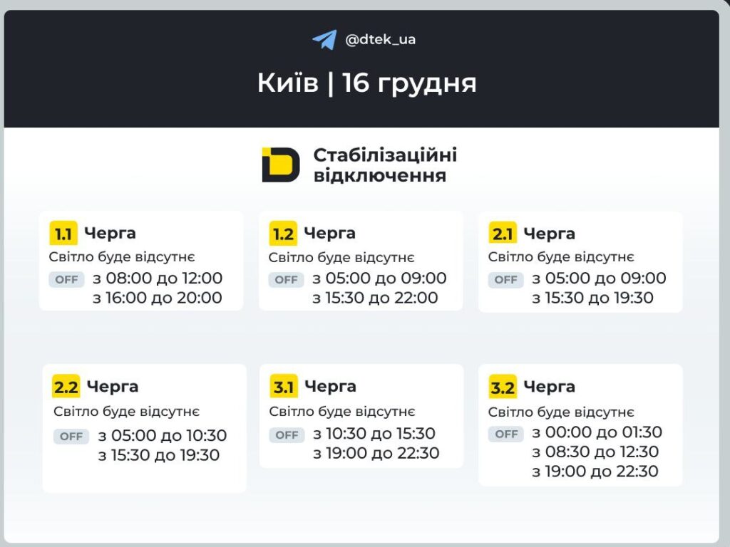 Кияни можуть залишитися без електрики від 4 до 11 годин — деталі для кожної черги