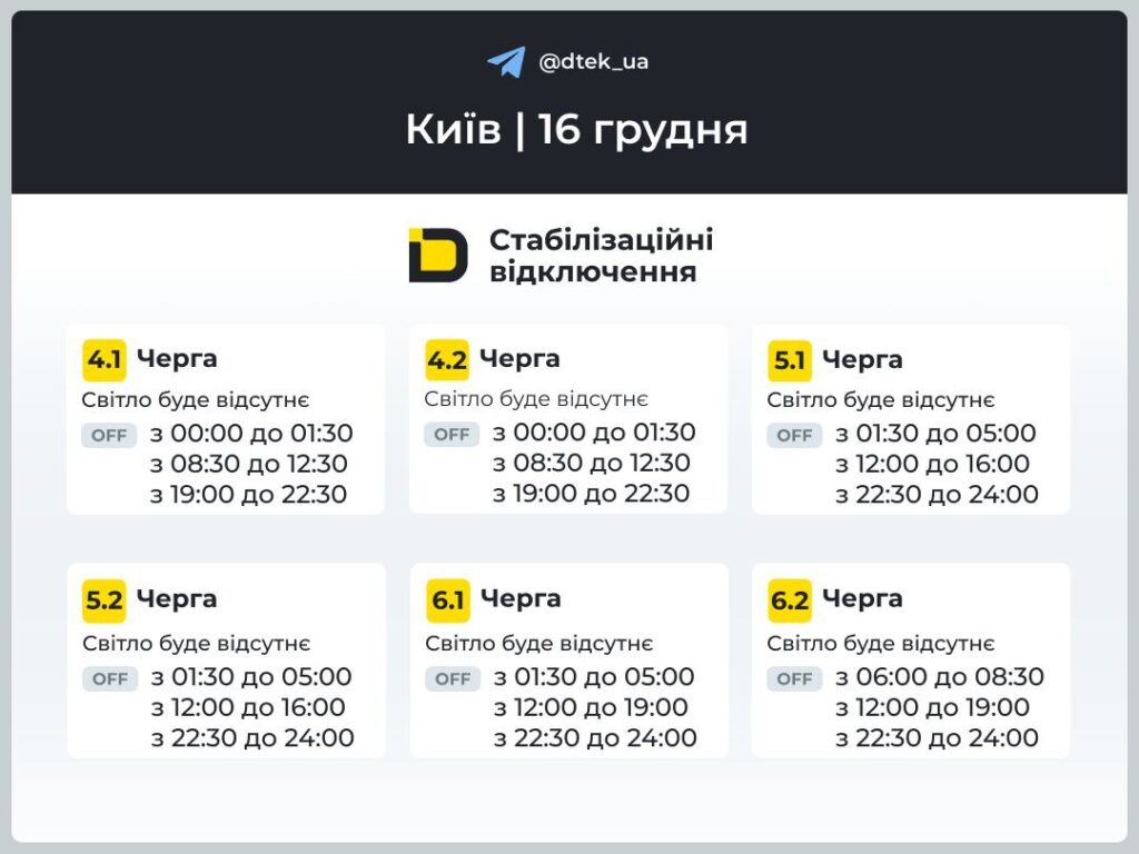 Кияни можуть залишитися без електрики від 4 до 11 годин — деталі для кожної черги